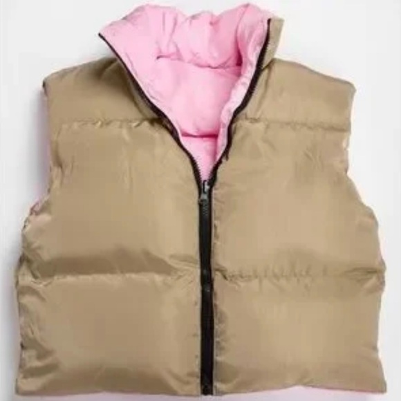 hey sammy Jackets & Blazers - Lucy Paris Beige and Pink‎ Puffer Vest